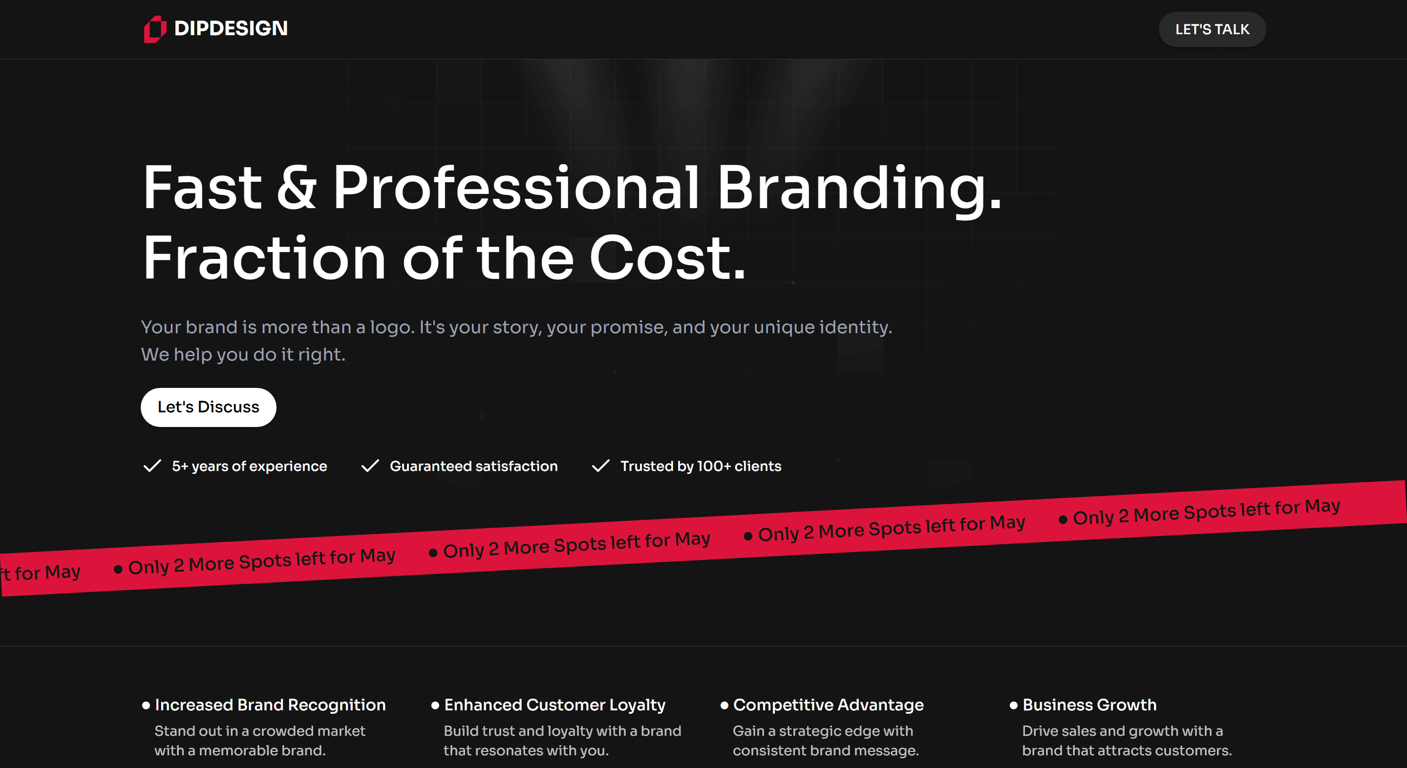 DipDesign branding agency landing page screenshot